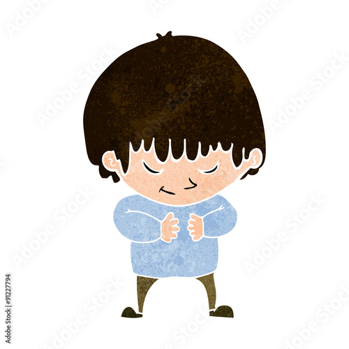 cartoon shy boy