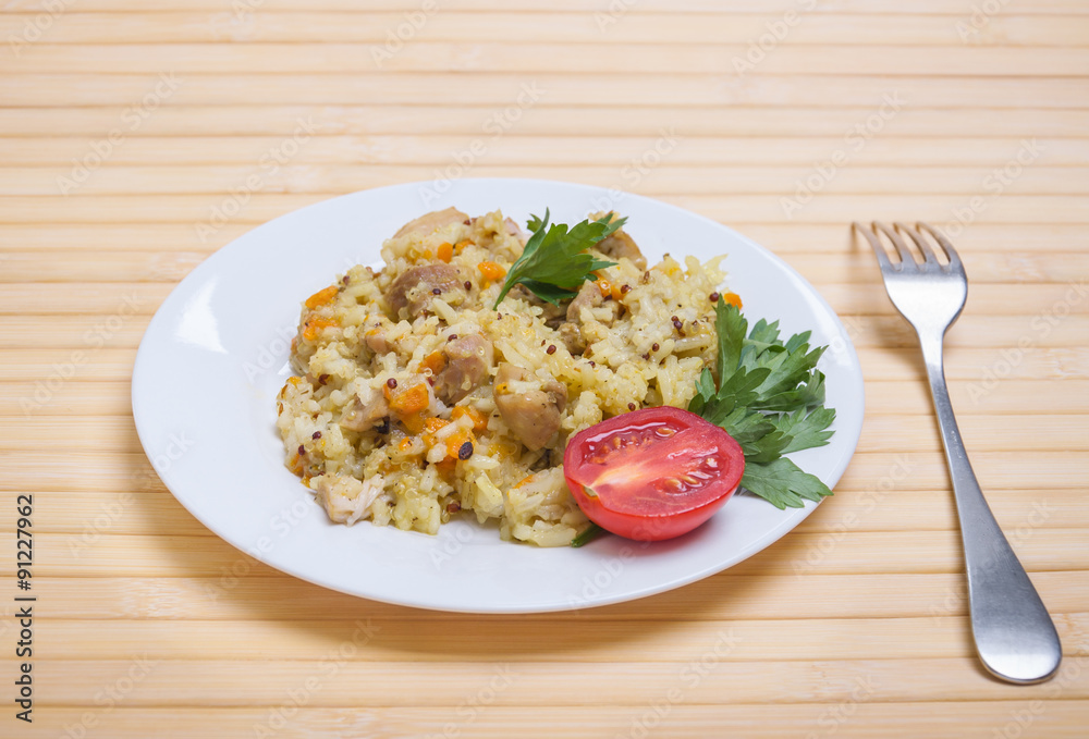 Плов из курицы с добавлением кинвы Плов из курицы с добавлением кинвы