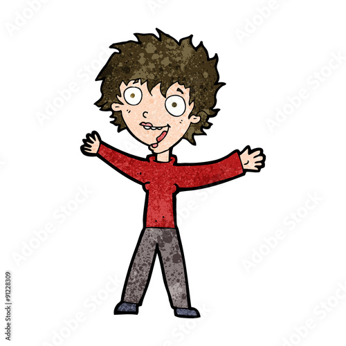 cartoon excited woman