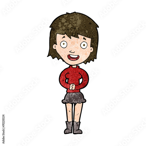 cartoon excited woman