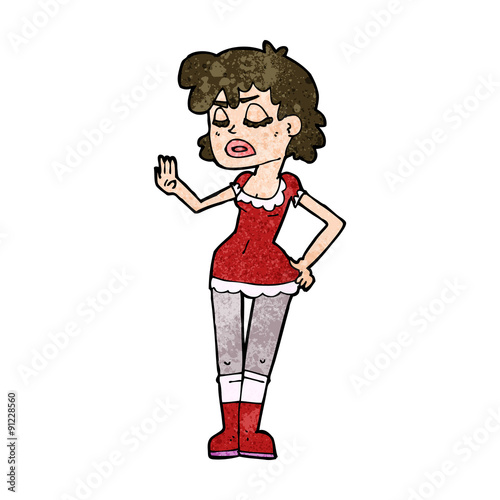 cartoon woman making dismissive gesture