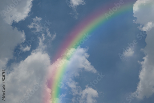 Blue sky with rainbow