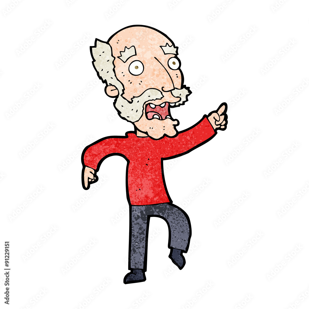 cartoon frightened old man cartoon frightened old man