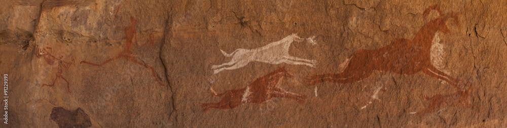 Petroglifi preistorici del deserto del Sahara libico
 - obrazy, fototapety, plakaty 