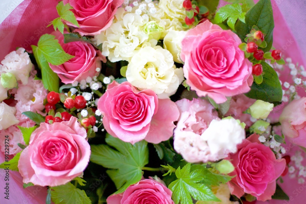 花束　バラ　ピンク