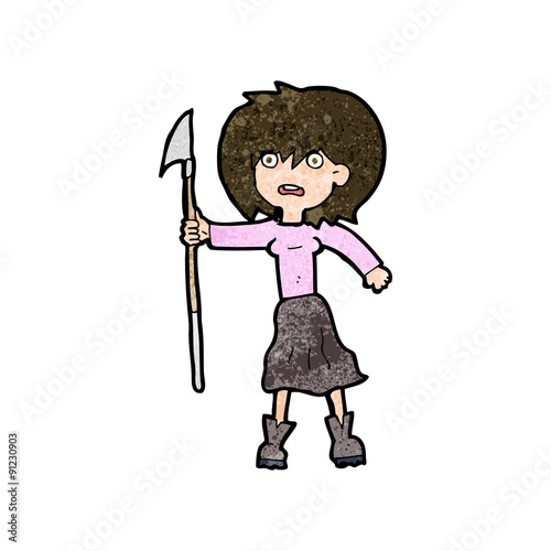 cartoon woman with harpoon