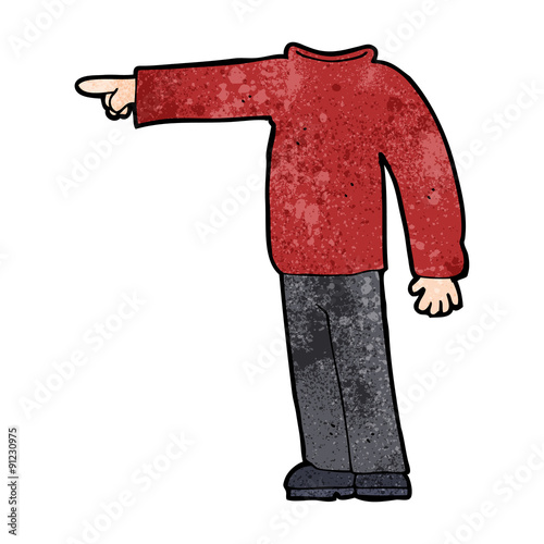 cartoon headless man pointing