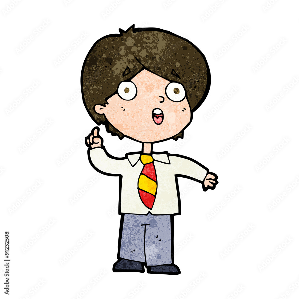 Obraz premium cartoon schoolboy answering question