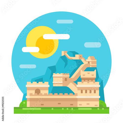 Great wall of China flat design