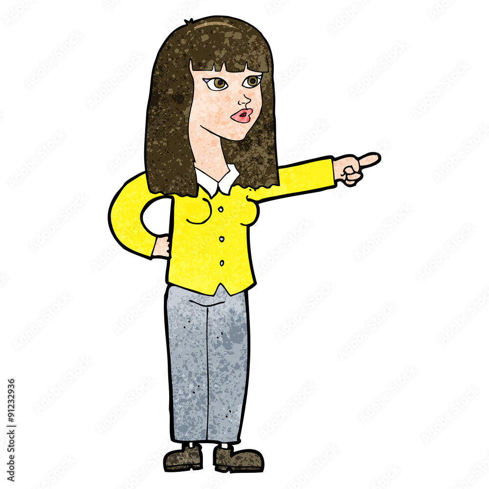 Fototapeta premium cartoon pretty woman pointing