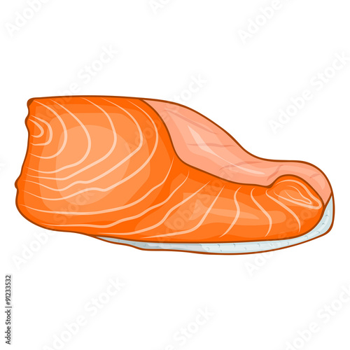Fish steak of tuna isolated illustration
