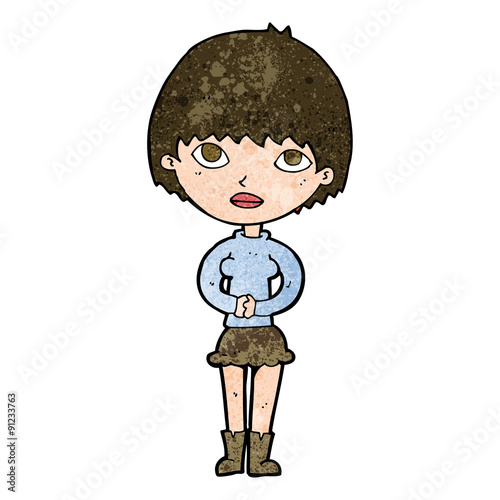 cartoon woman waiting patiently