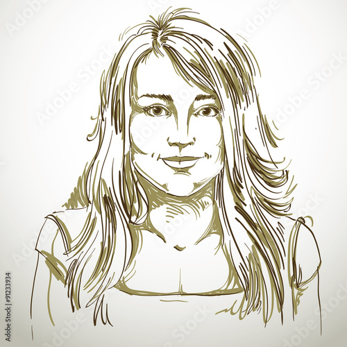 Graphic vector hand-drawn illustration of white skin attractive