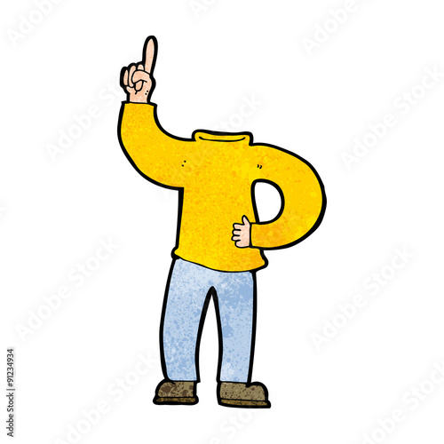 cartoon headless body with raised hand