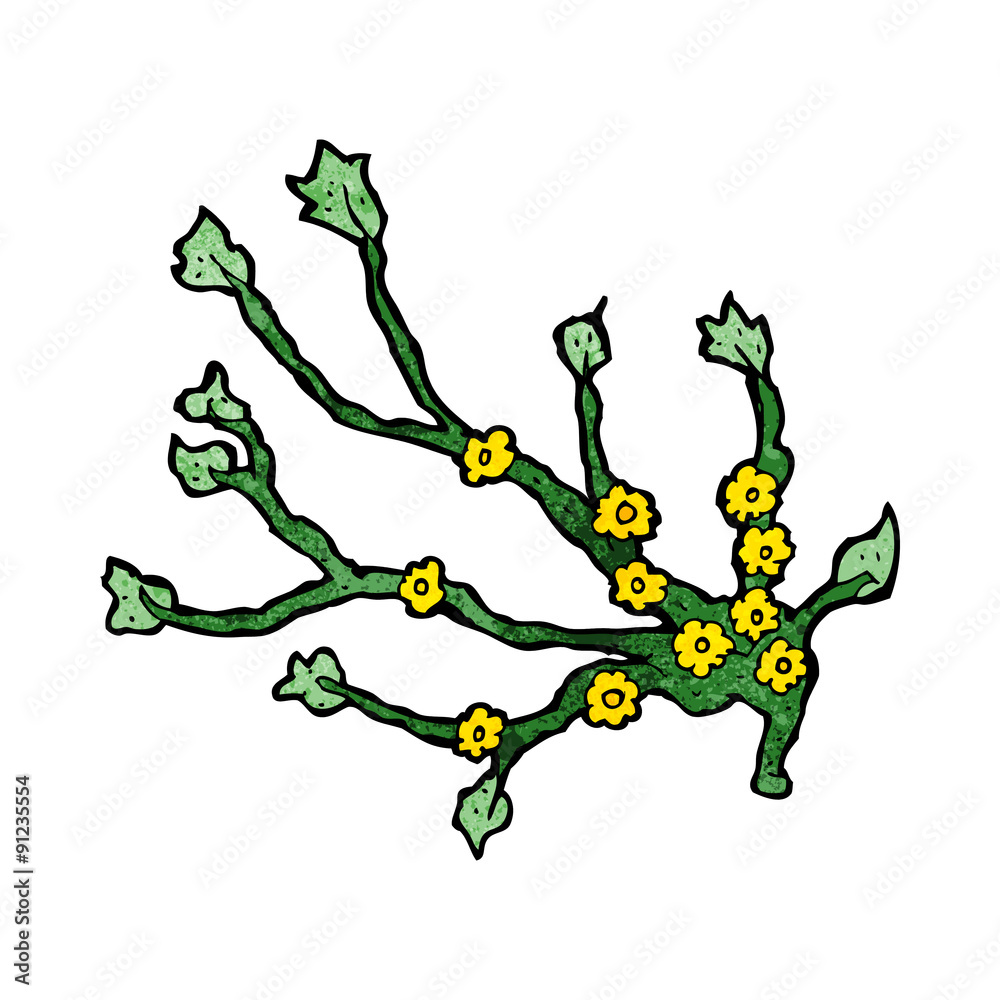 Fototapeta premium cartoon flowering branch