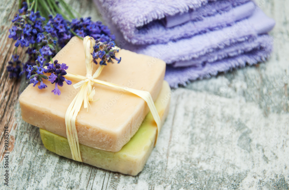 Lavender and handmade soap Lavender and handmade soap