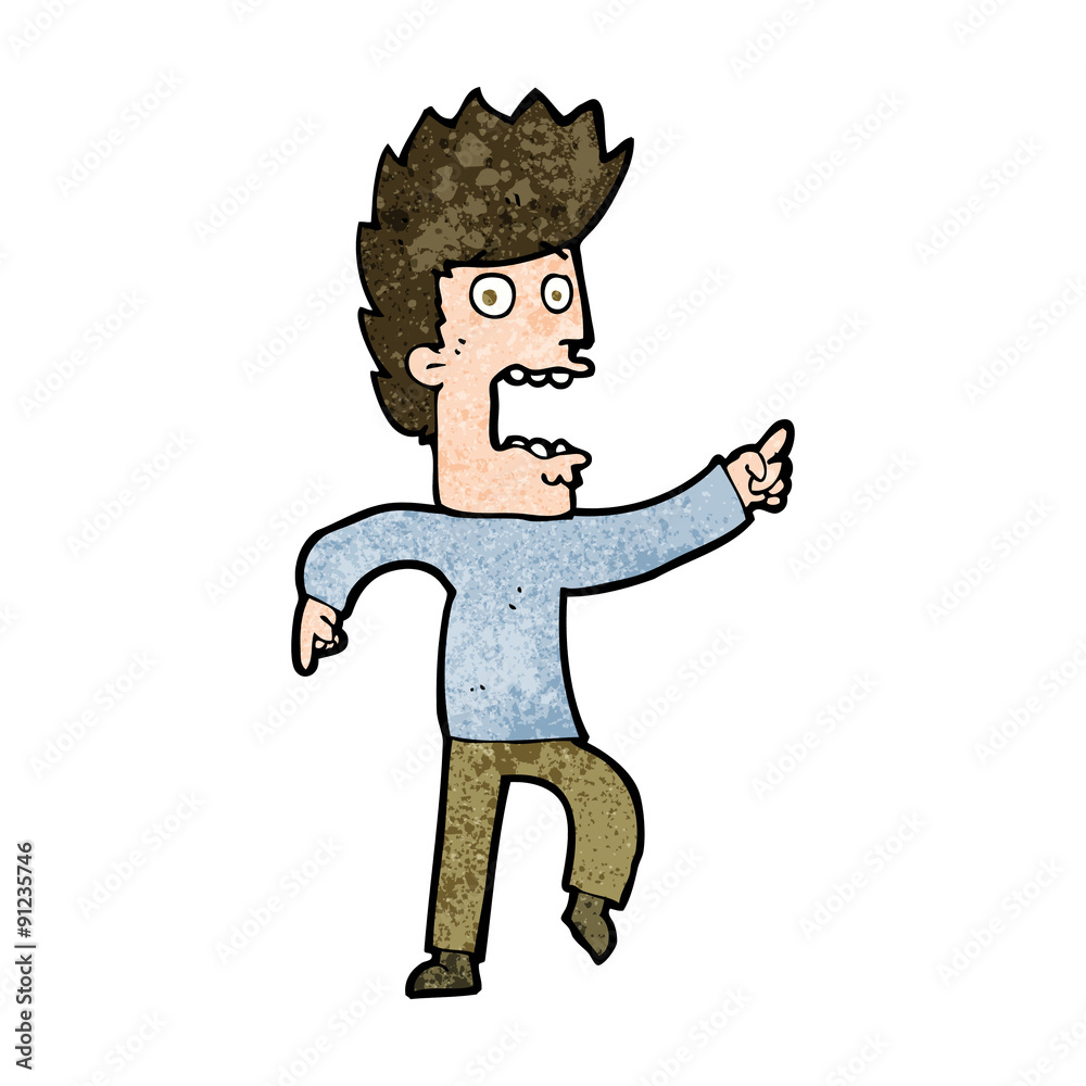 cartoon terrified man
