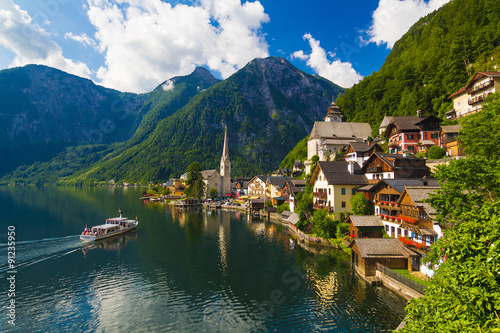 Hallstatt town in summer, Alps, Austria