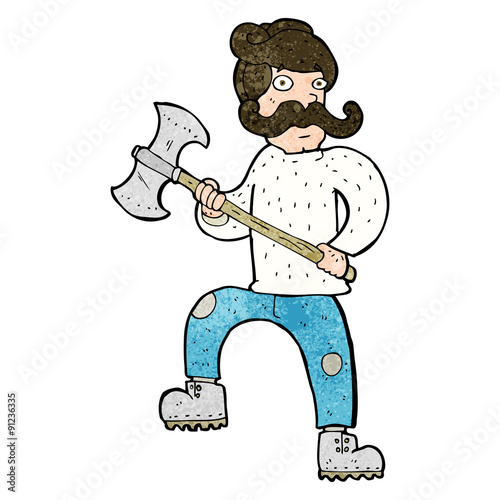 cartoon man with axe