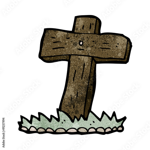 cartoon wooden cross grave