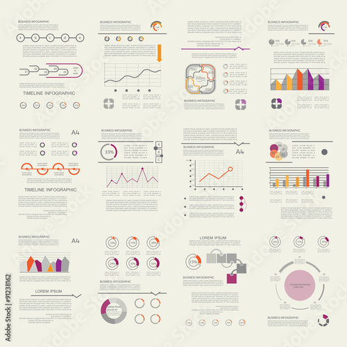 Vector set of business data visualization, templates for present
