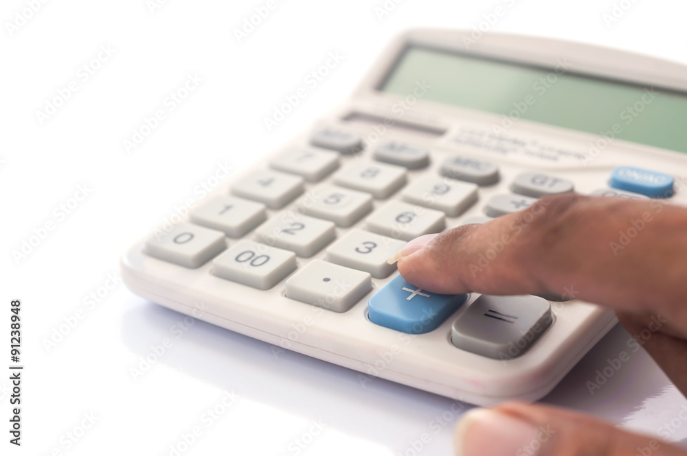 Realistic electronic calculater isolated Realistic electronic calculater isolated