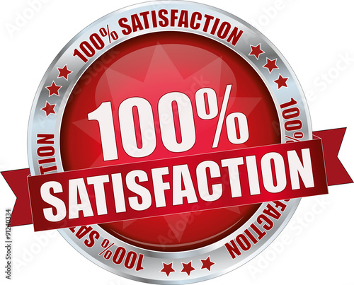 modern red 100% satisfaction sign
