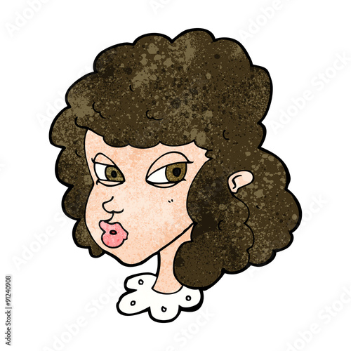 cartoon suspicious woman