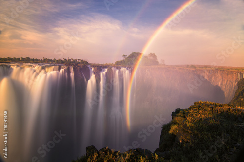 A sunset at the Victoria Falls