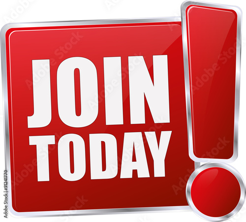 modern red join today sign