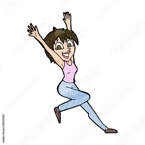 cartoon excited woman