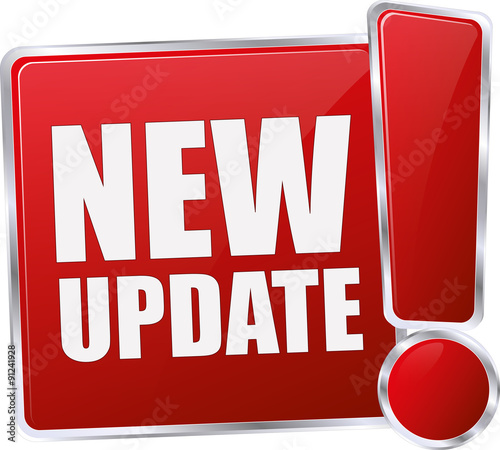 modern red new update sign