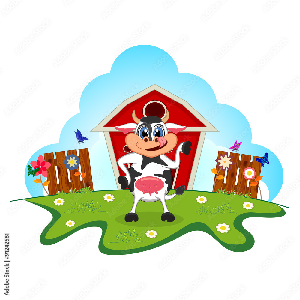 Cow dance cartoon in a farm for your design Stock Vector | Adobe Stock Cow dance cartoon in a farm for your design Stock Vector | Adobe Stock