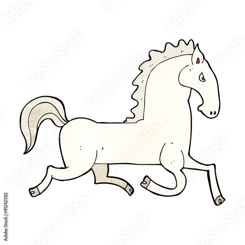 cartoon running white stallion
