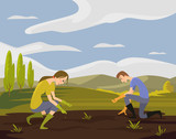 Vector sowing flat illustration