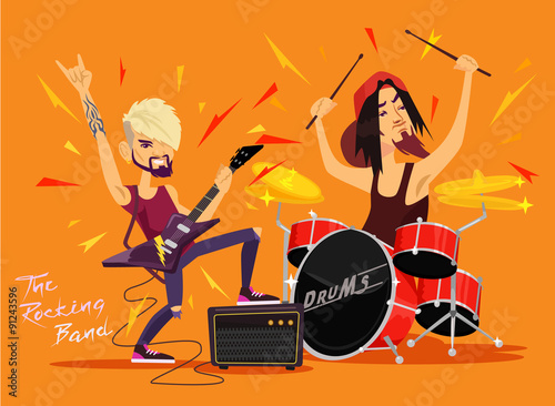 Vector rock band flat illustration