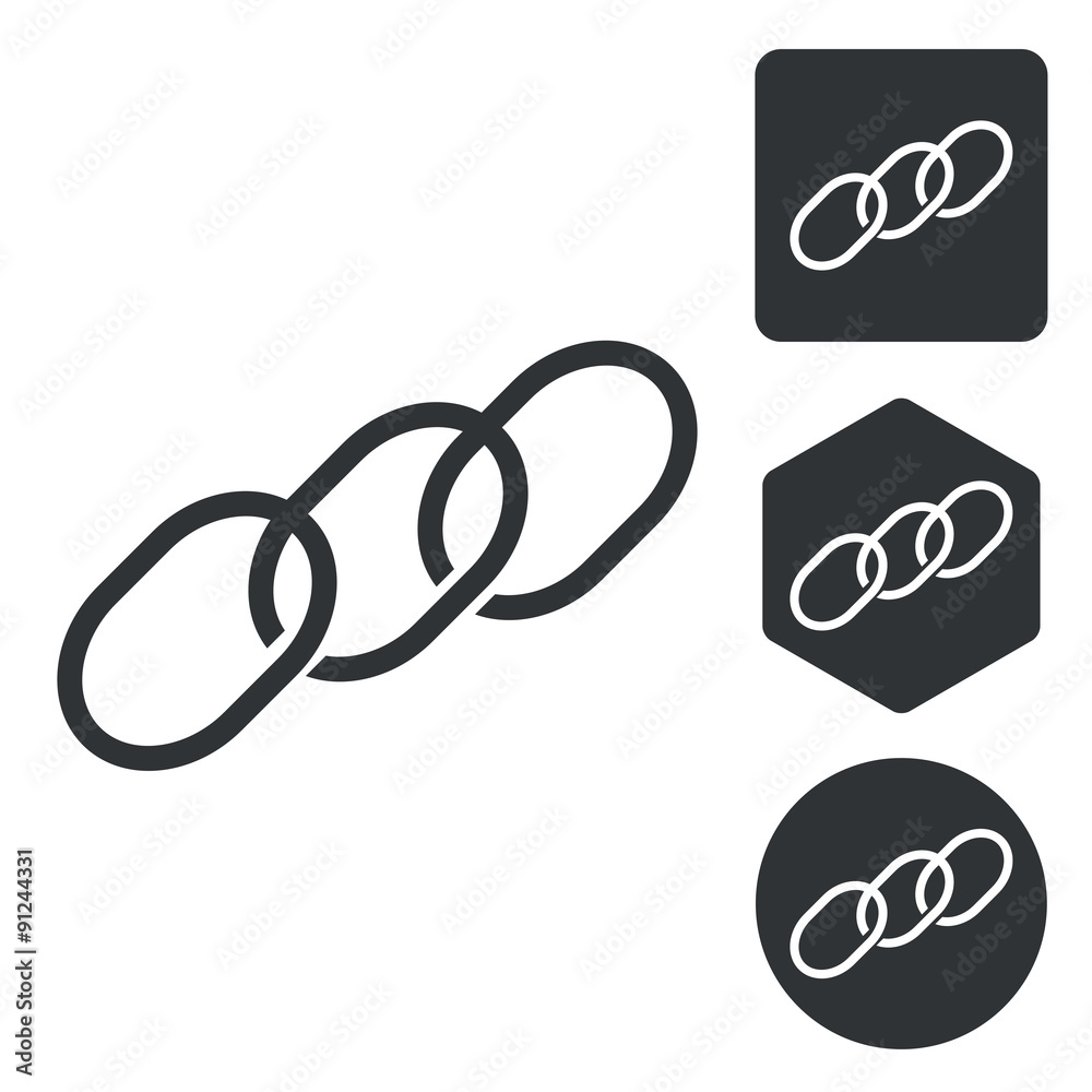 Chain icon set, monochrome Chain icon set, monochrome
