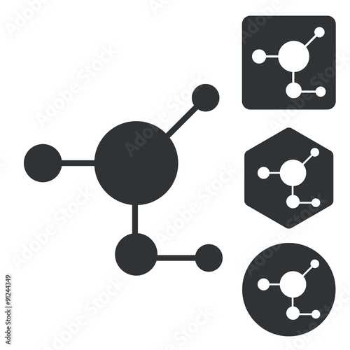 Molecule icon set, monochrome