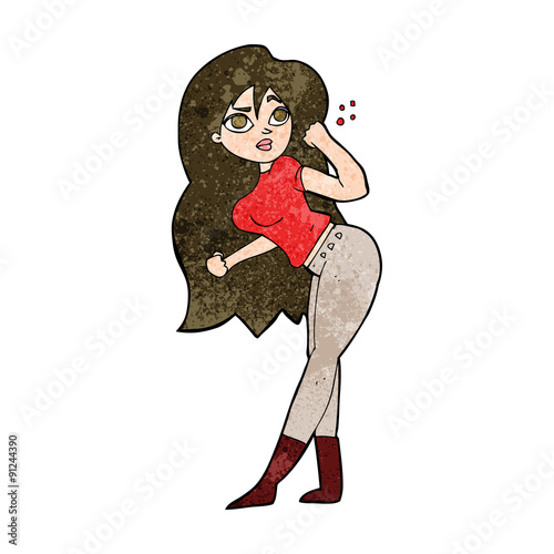 cartoon woman raising fist