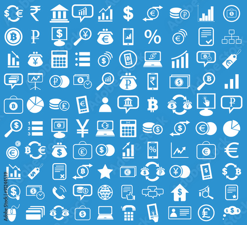 Finance icon set, blue