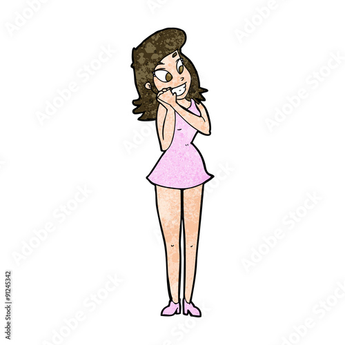 cartoon excited woman