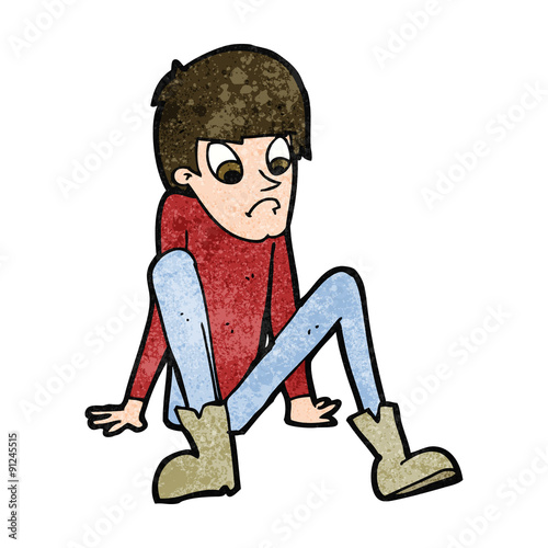 cartoon boy sitting on floor
