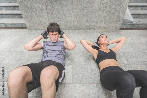 young handsome sportive man and woman