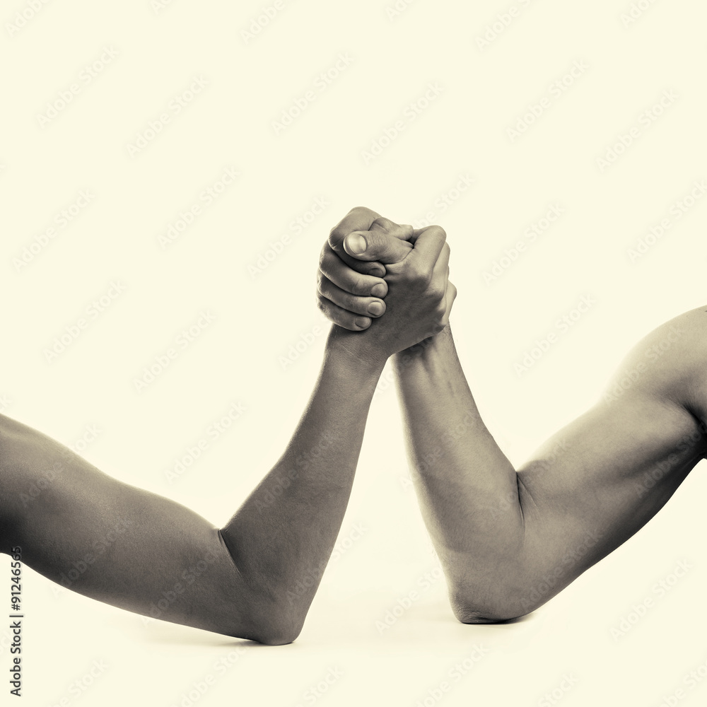two hands depicting the rivalry of men and women two hands depicting the rivalry of men and women