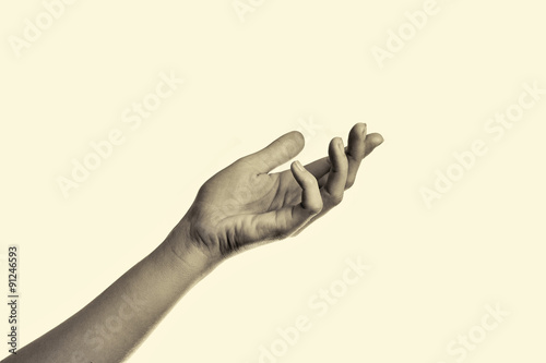 Tablou pe pânză Woman's hand pointing up