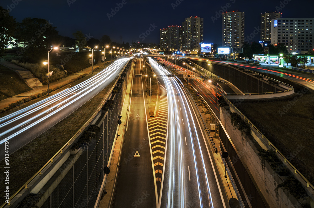 Fototapeta premium Katowice road junction in the night