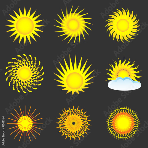 Sun colorful icon set