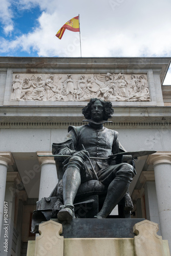 Statue of Diego Rodriguez Velazquez at the front of Prada Museum in Madrid, Spain