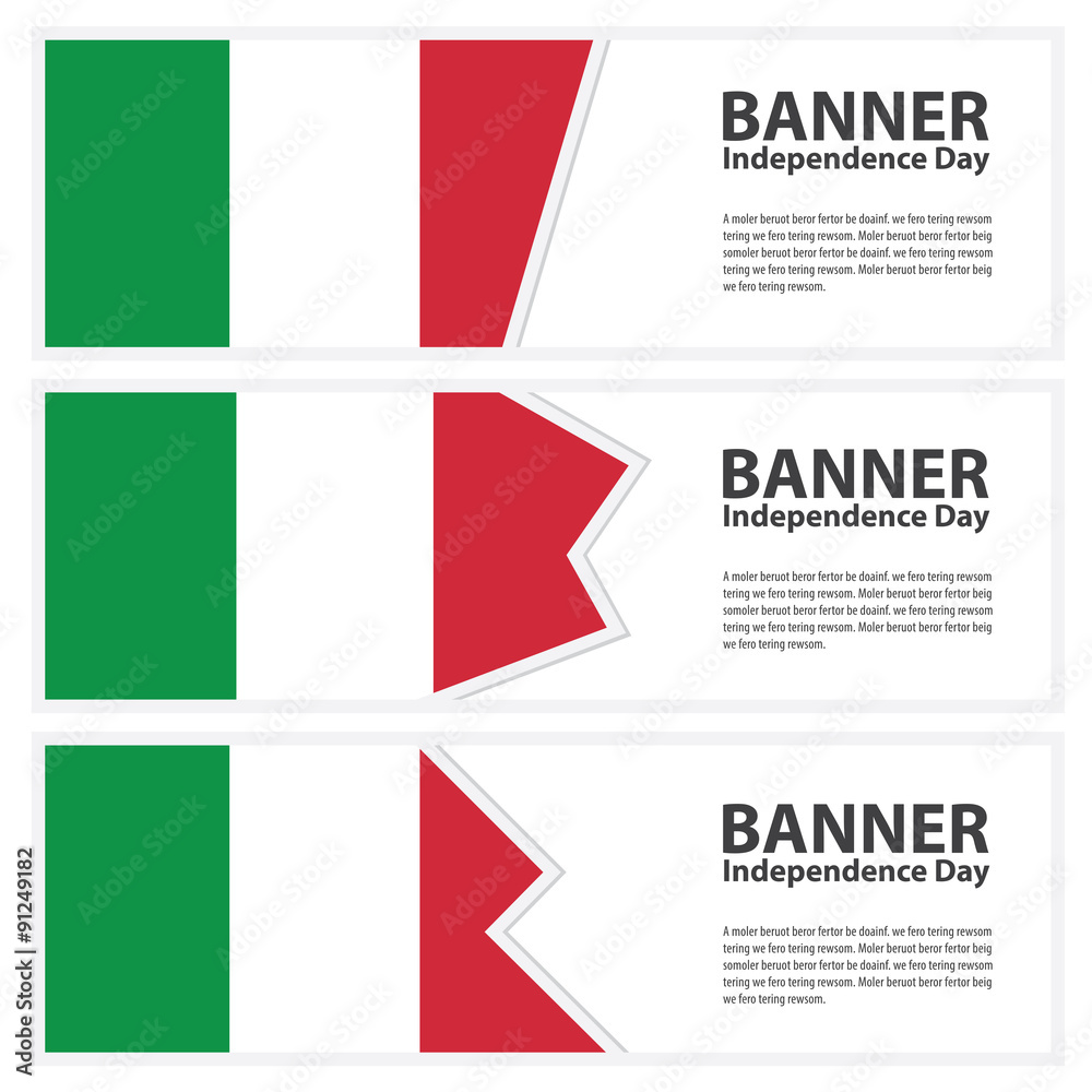 Italy Flag banners collection independence day Italy Flag banners collection independence day