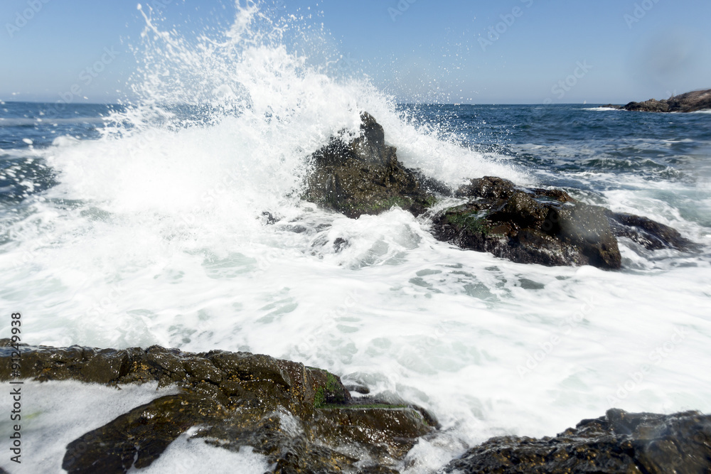 Water crushes in the rocks